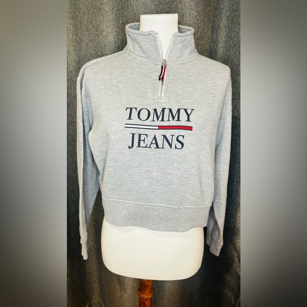 Tommy Hilfiger Gray Quarter Zip Womens Sweatshirt